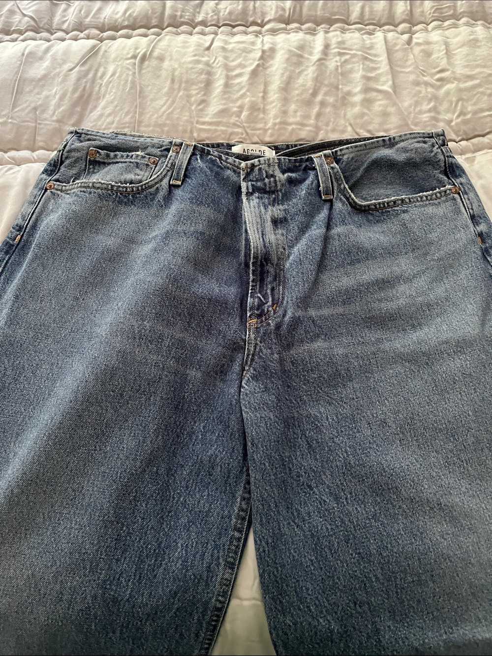 Agolde Women's Wide Leg Blue Denim Jeans